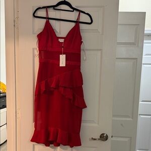 Lovers + Friends Red Ruffle Dress